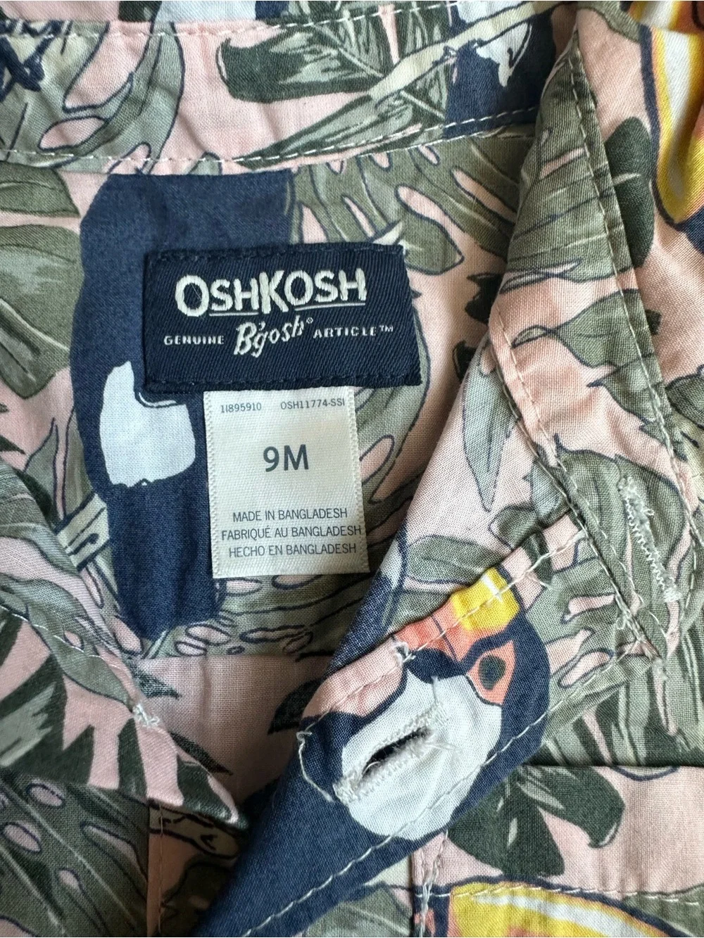 Carter's Pink Toucan Print Short-Sleeve Bodysuit